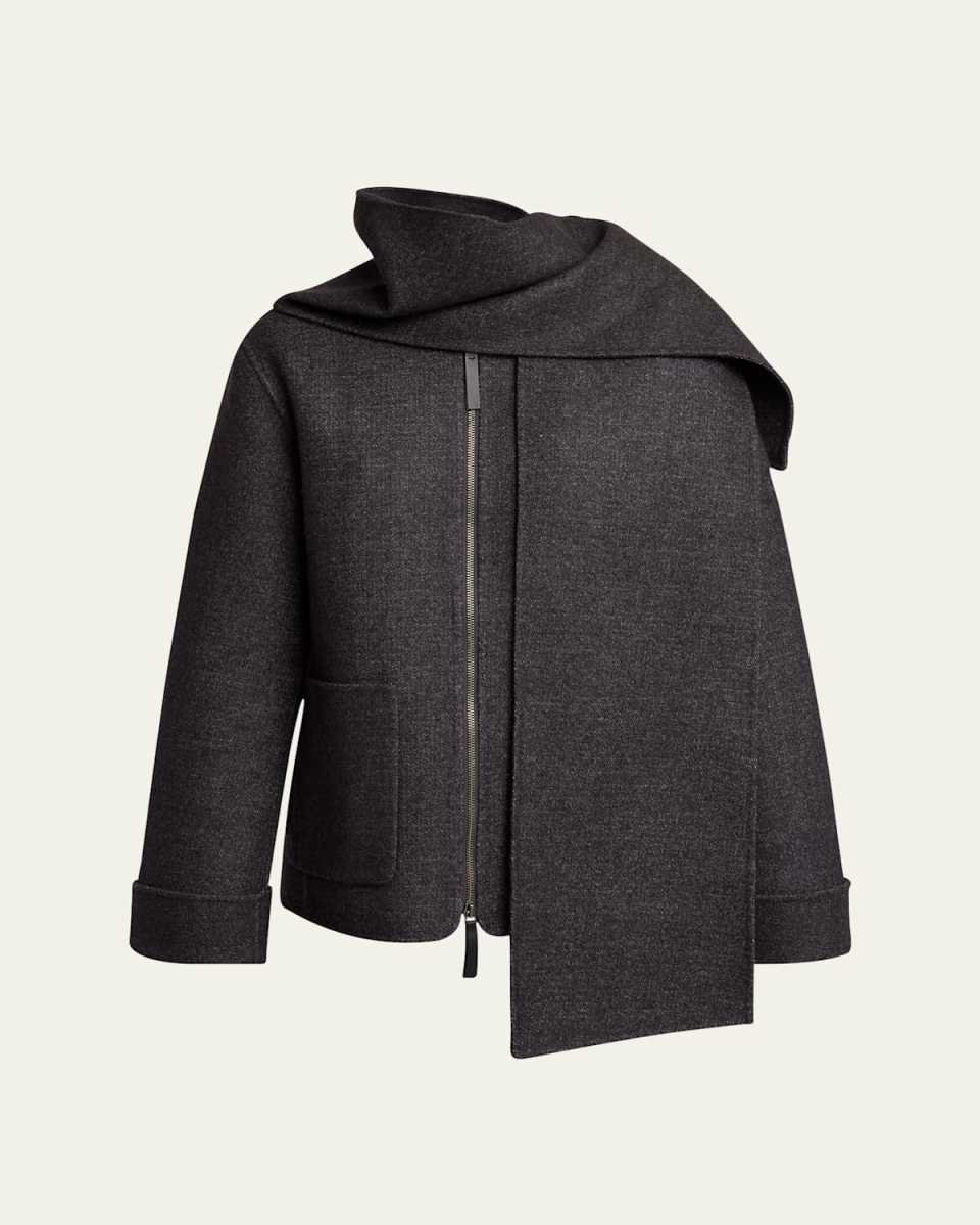 Soraya Double-Face Wool Jacket with Detachable Scarf